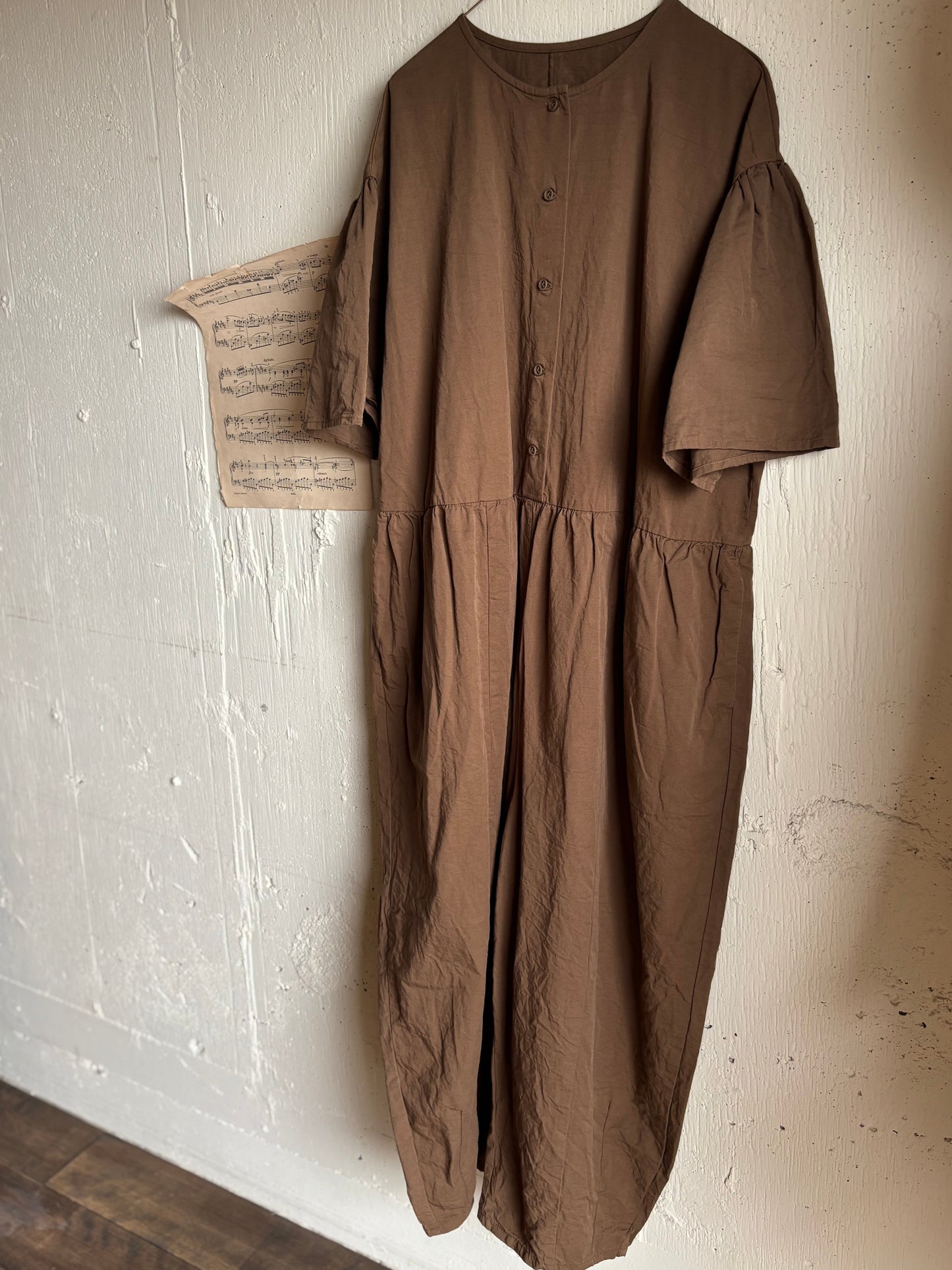 【即納】Gauze# チャーリーサロペット　BROWN ブラウン　オールインワン