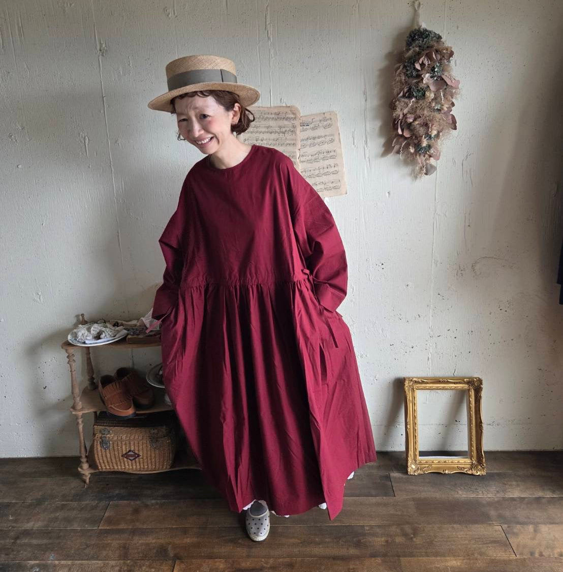 【即納】シュクレワンピース　wine red   Sucre one piece