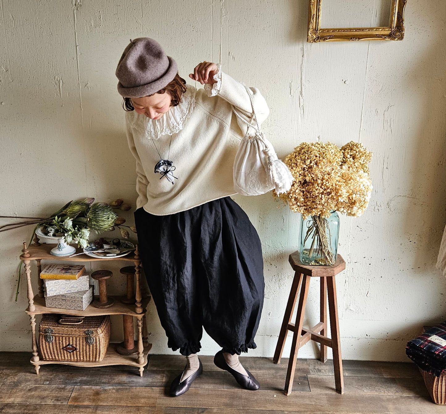 Noir Black　アンティークドールなドロワーズパンツ Antique doll Drawers pants