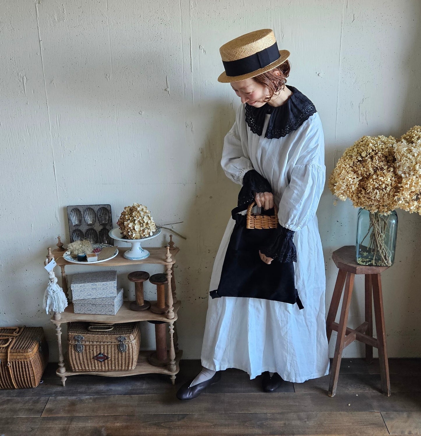 《Noir Black》Antique Lace Blouse  アンティークレースブラウス　gauze