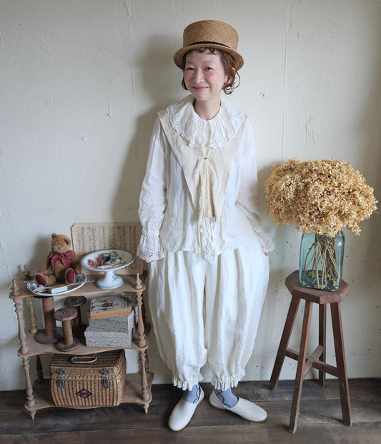 Ecru white　アンティークドールなドロワーズパンツ Antique doll Drawers pants　