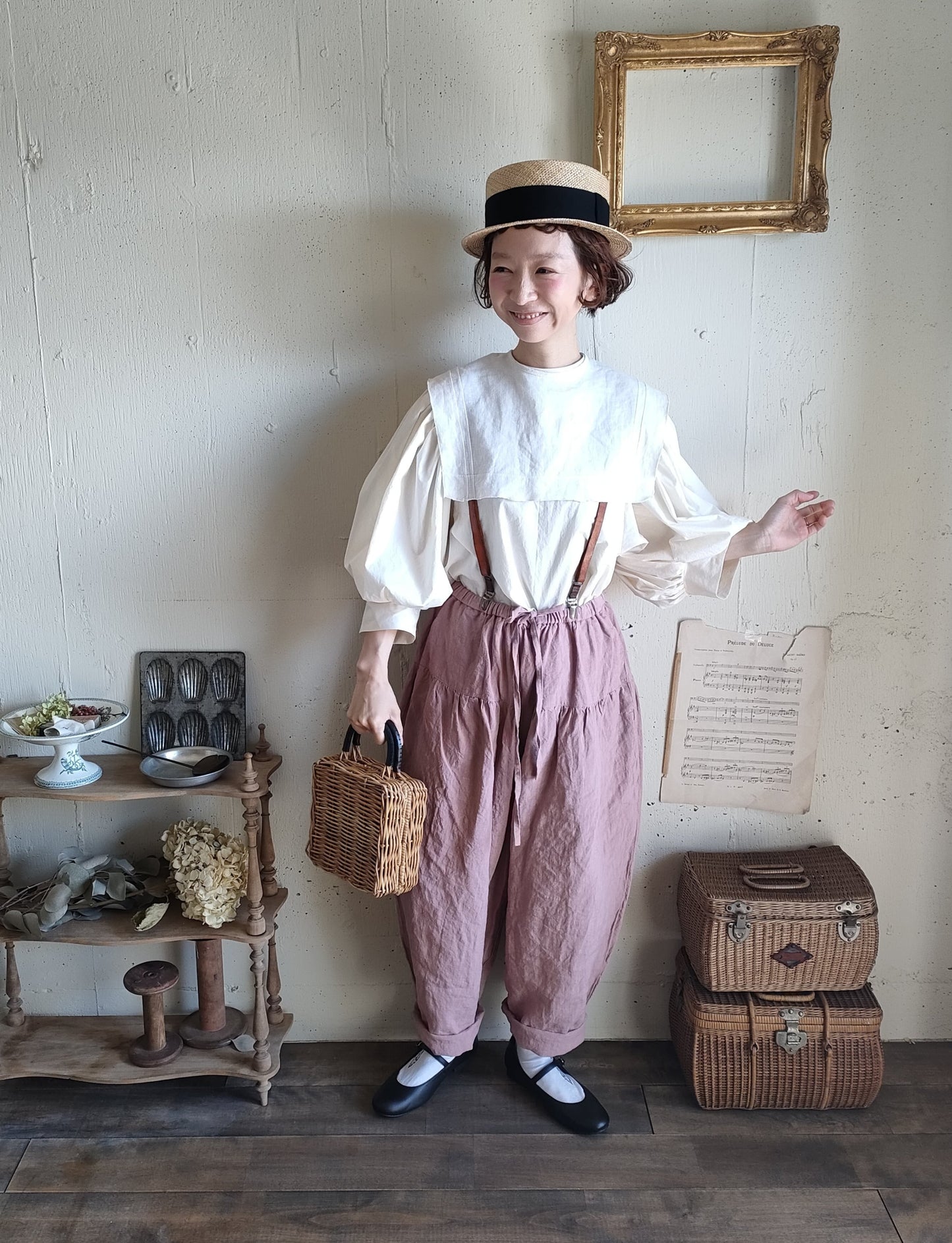 Soleil Linen Klimt Pants  《Dusty Pink》gauze#  クリムトパンツ　