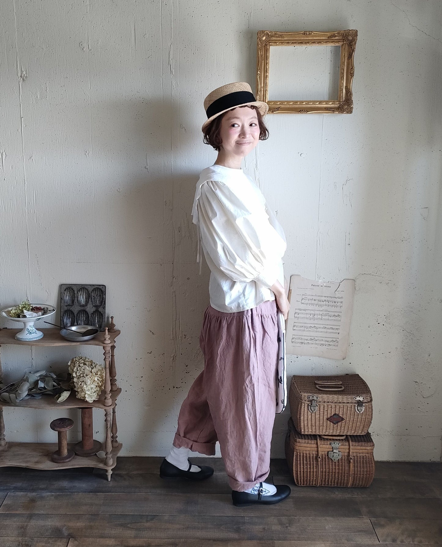 Soleil Linen Klimt Pants  《Dusty Pink》gauze#  クリムトパンツ　