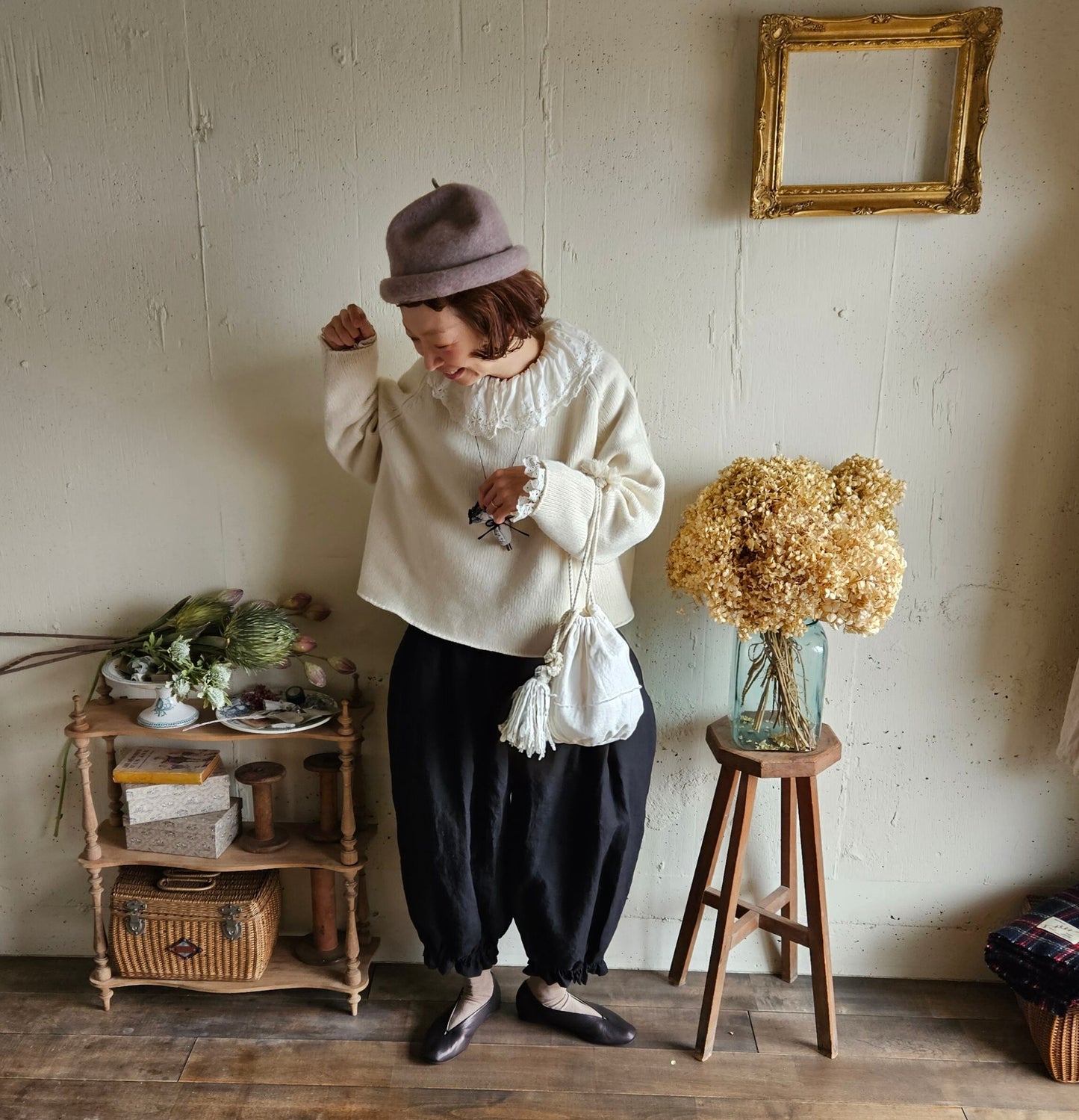 Noir Black　アンティークドールなドロワーズパンツ Antique doll Drawers pants