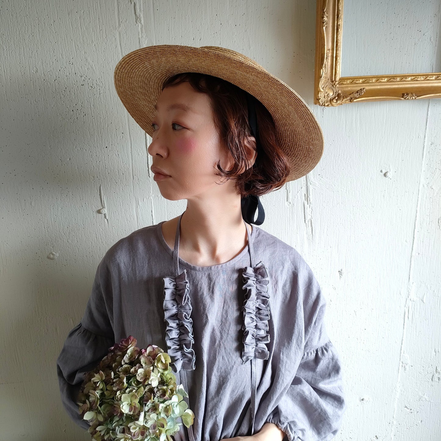 【Ash lavender】ハナビラのカケラ ネックレス アッシュラベンダー hanabirano kakera Necklace フレンチリネン　