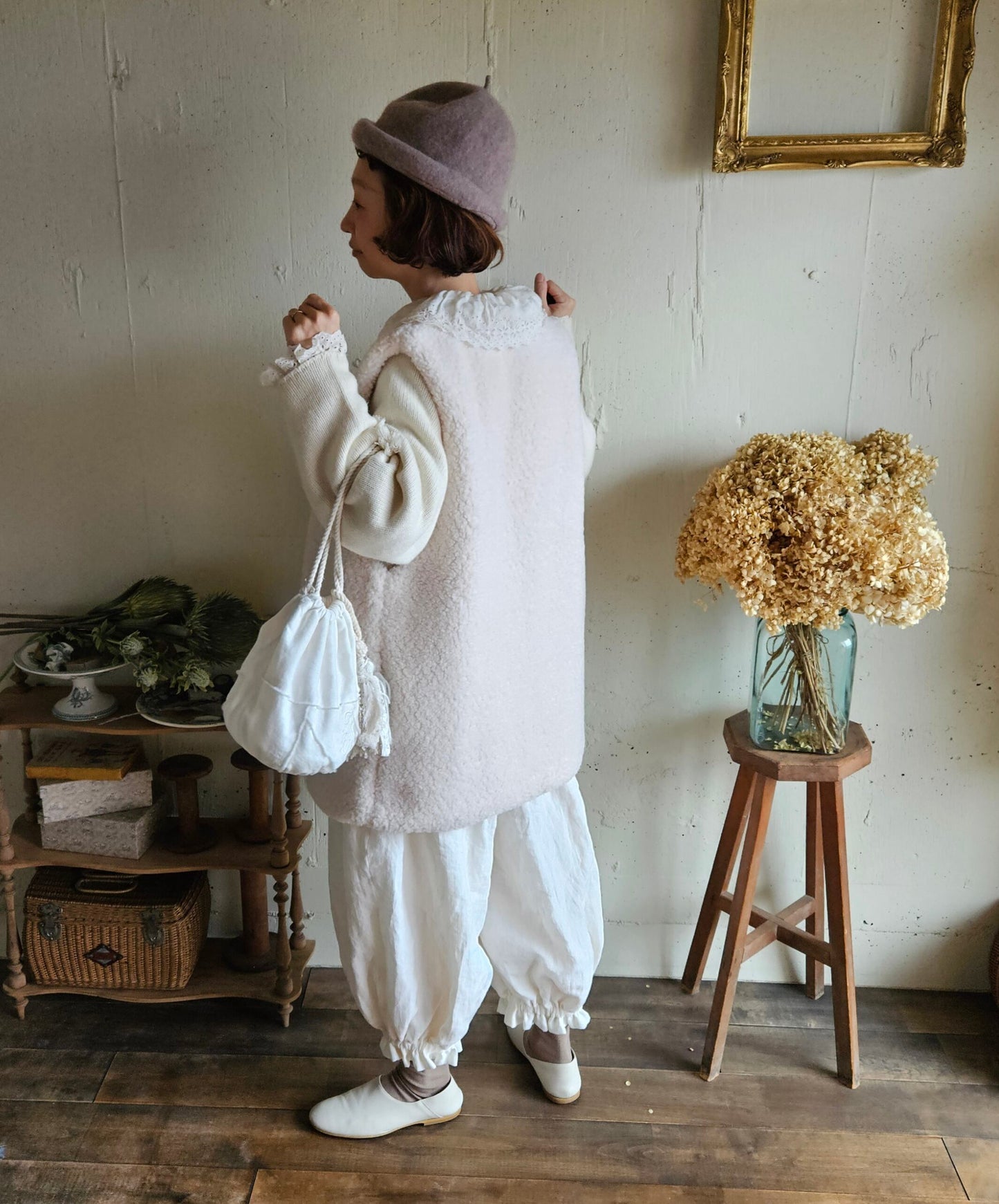 Ecru white　アンティークドールなドロワーズパンツ Antique doll Drawers pants　