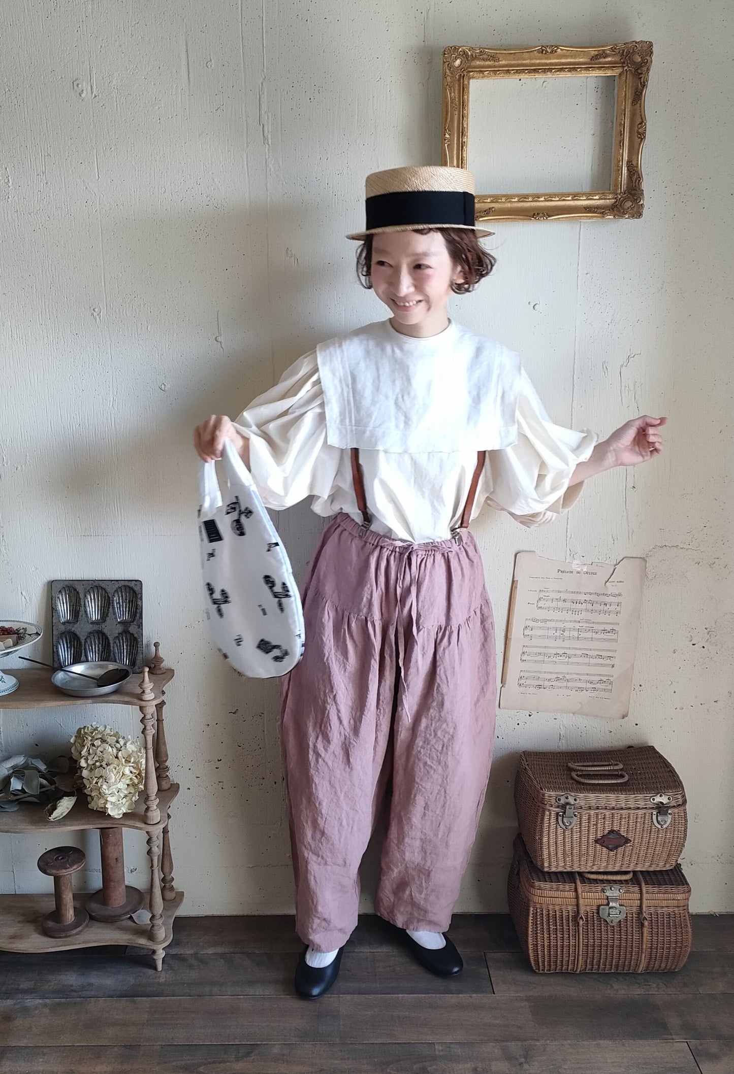 Soleil Linen Klimt Pants  《Dusty Pink》gauze#  クリムトパンツ　