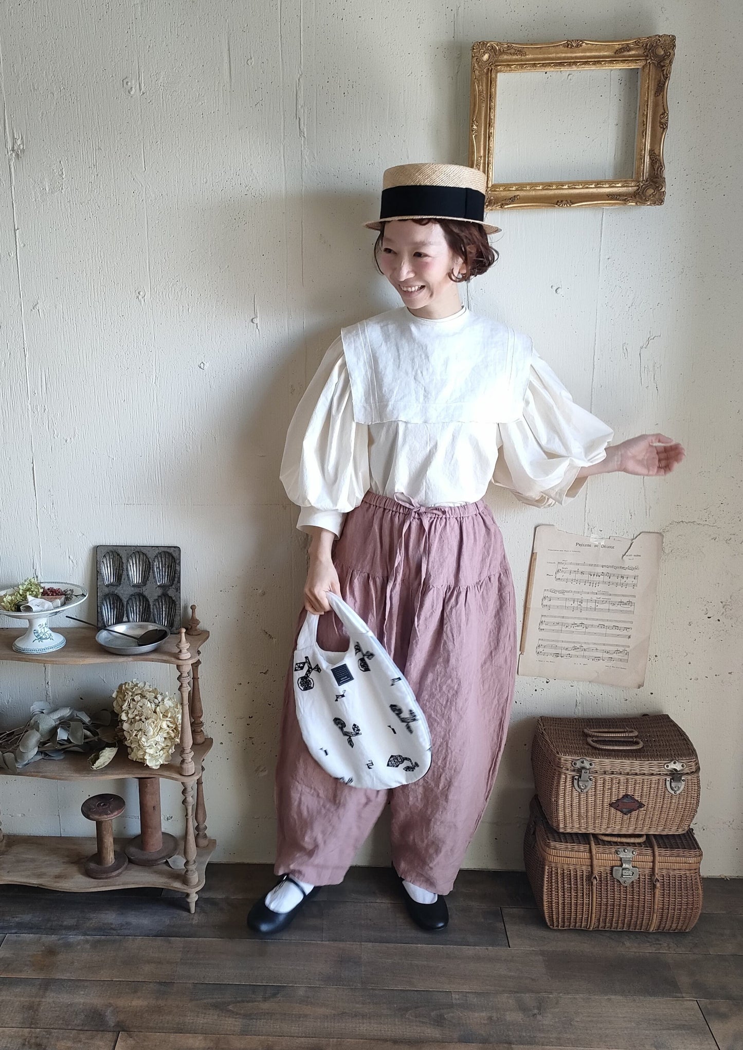 Soleil Linen Klimt Pants  《Dusty Pink》gauze#  クリムトパンツ　