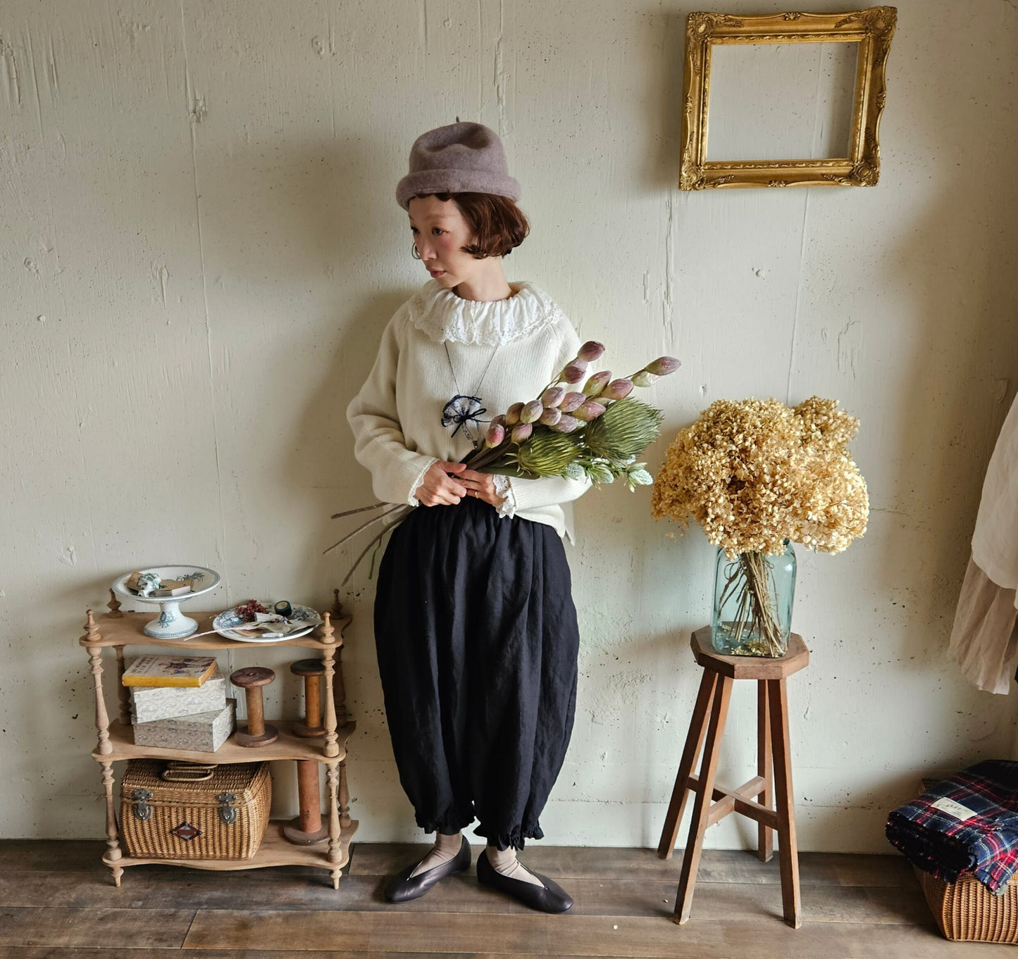 Noir Black　アンティークドールなドロワーズパンツ Antique doll Drawers pants