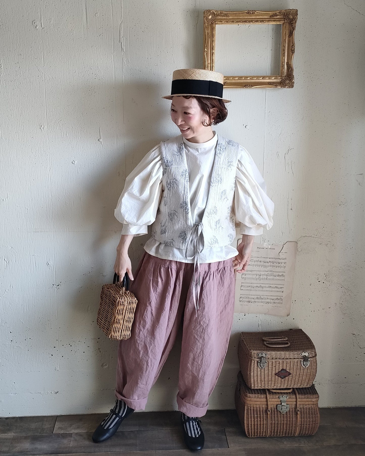 Soleil Linen Klimt Pants  《Dusty Pink》gauze#  クリムトパンツ　