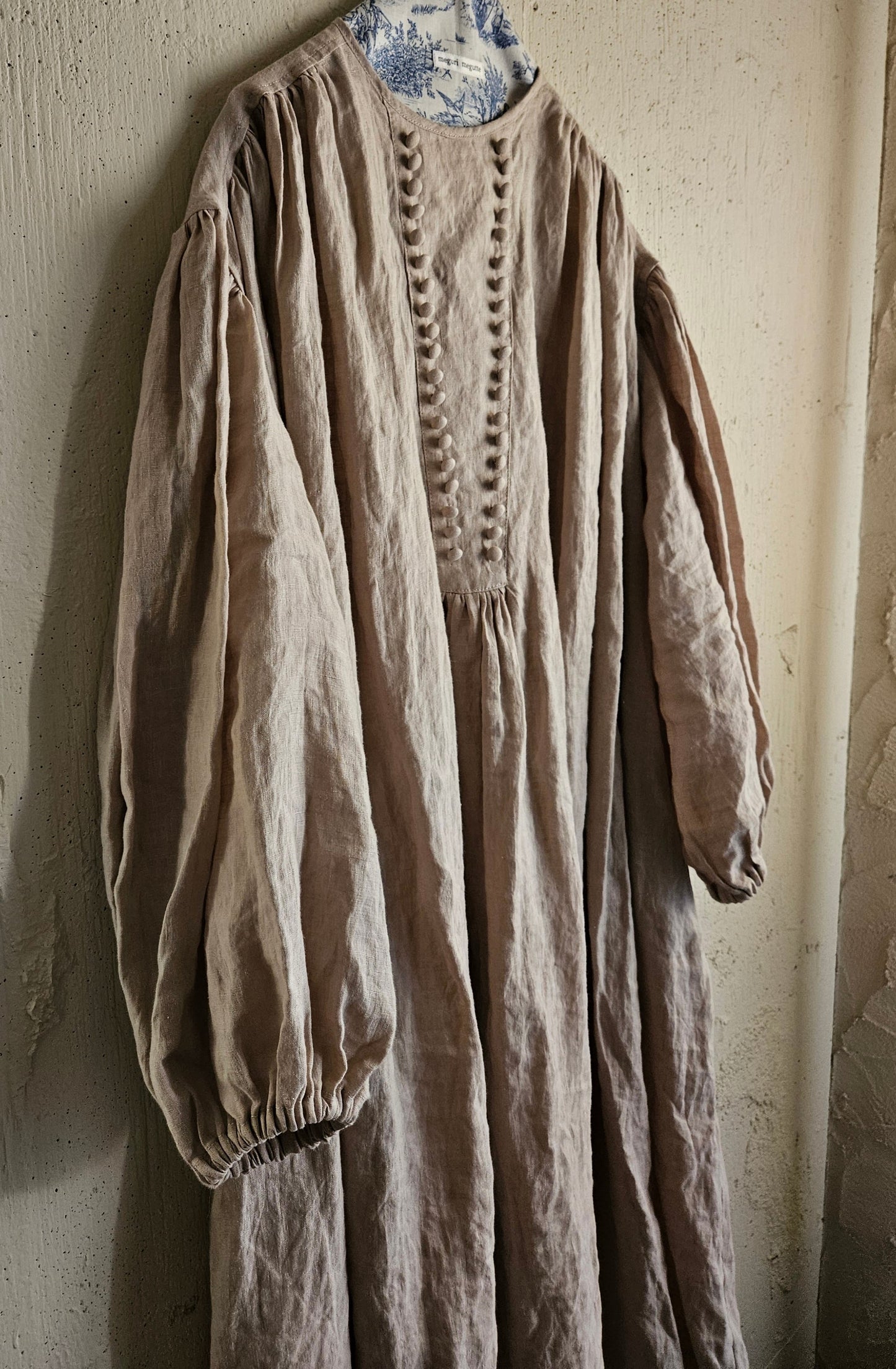 モノガタリワンピース milk tea beige ミルクティベージュ フレンチリネンワンピース