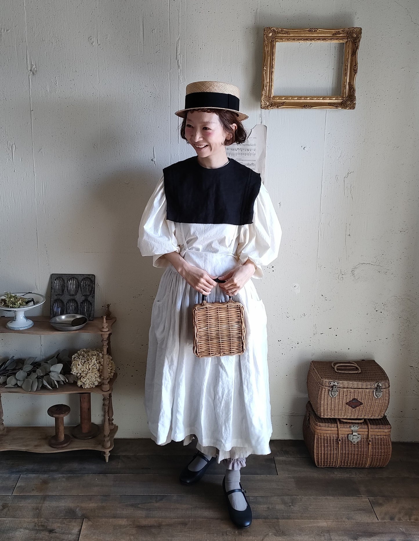 【Dark Black】Antique wash Linen collar 柔らかなアンティークウォッシュリネンのつけ襟　リネンつけ襟　アンティーク加工リネン生地　つけ衿