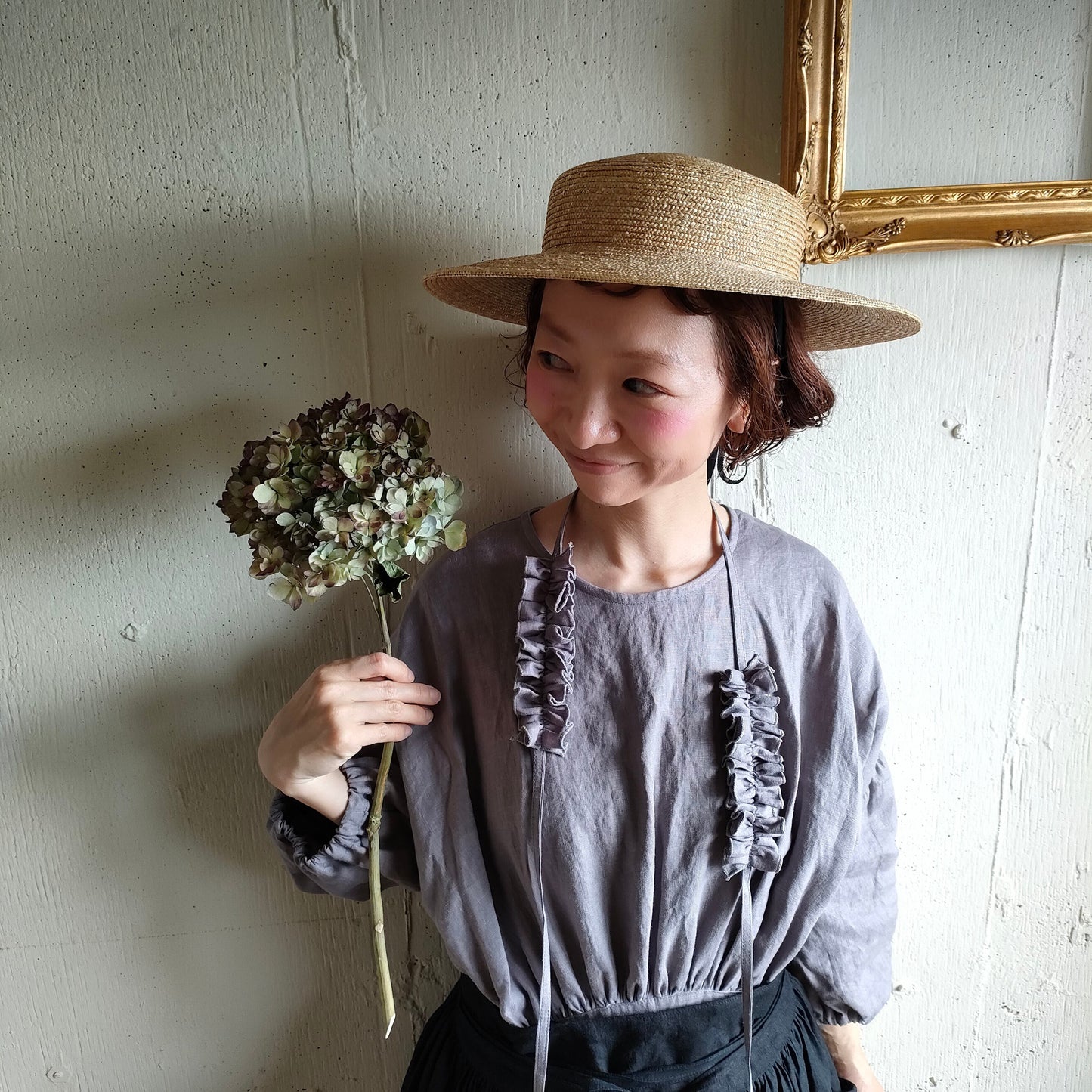 【Ash lavender】ハナビラのカケラ ネックレス アッシュラベンダー hanabirano kakera Necklace フレンチリネン　