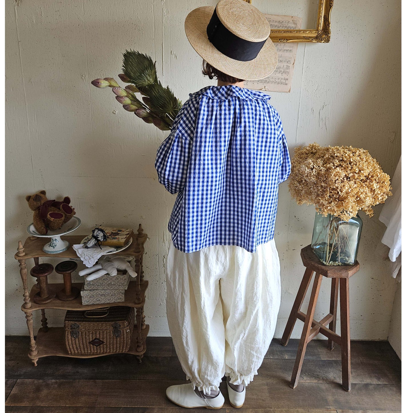 《BLUE》ギンガムチェックのフリルblue　ginghamcheck