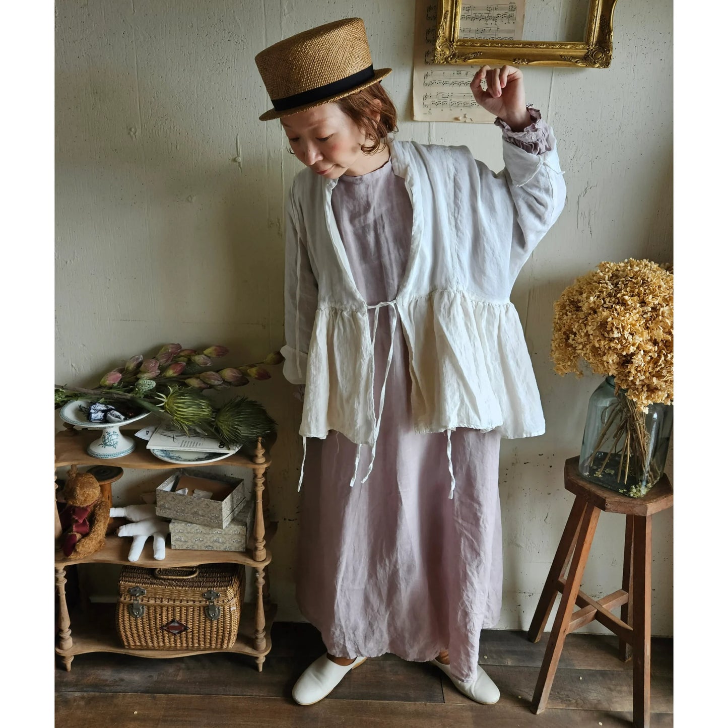 リネンカシュクールジャケット　Linen cachecoeur Jacket