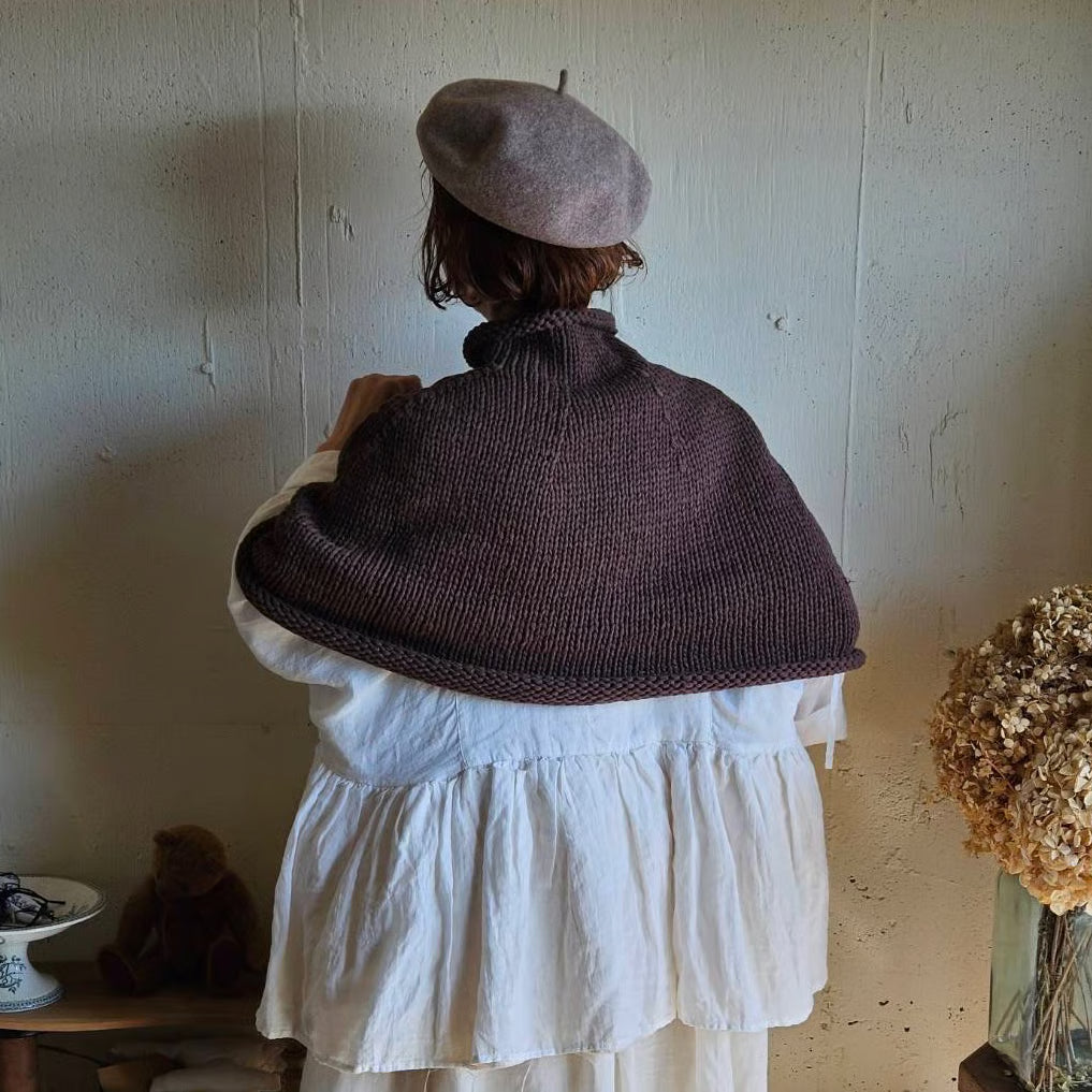 《darkbrown》ブラウンの柔らかニットポンチョ　knit poncho