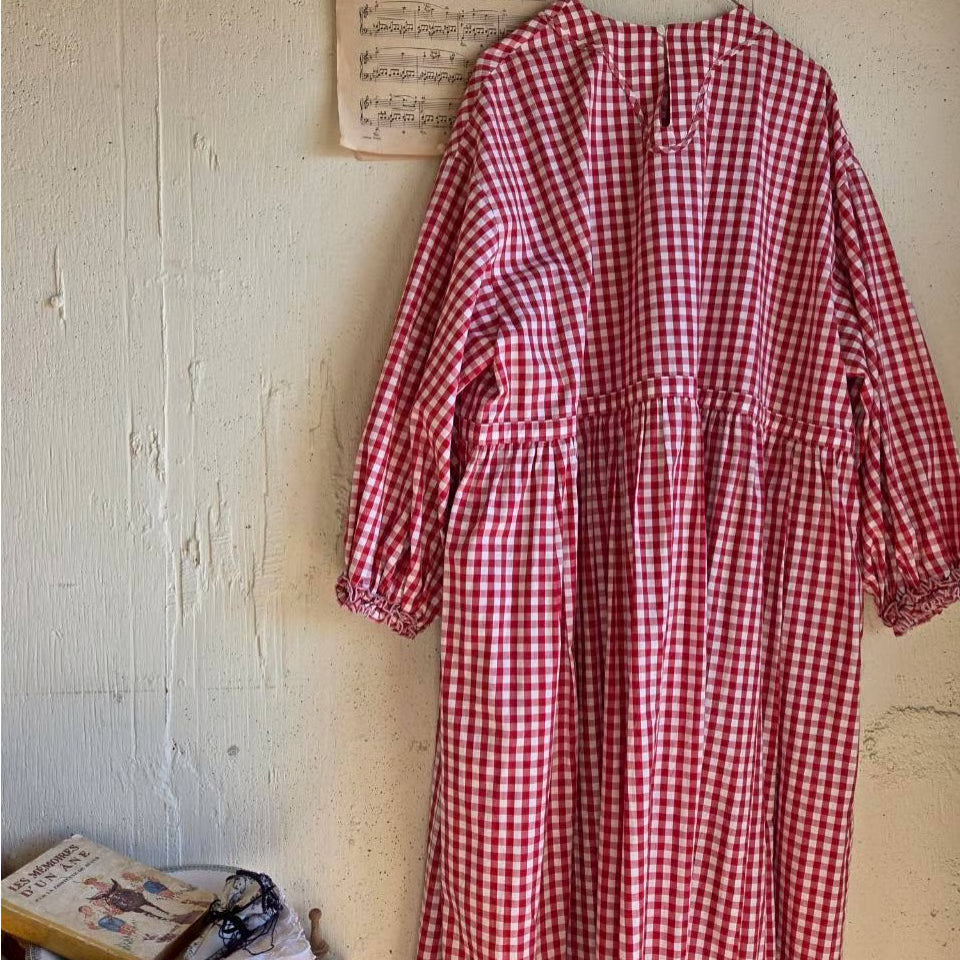 ギンガムエミリーワンピース　gingham emily one-piece  led×white