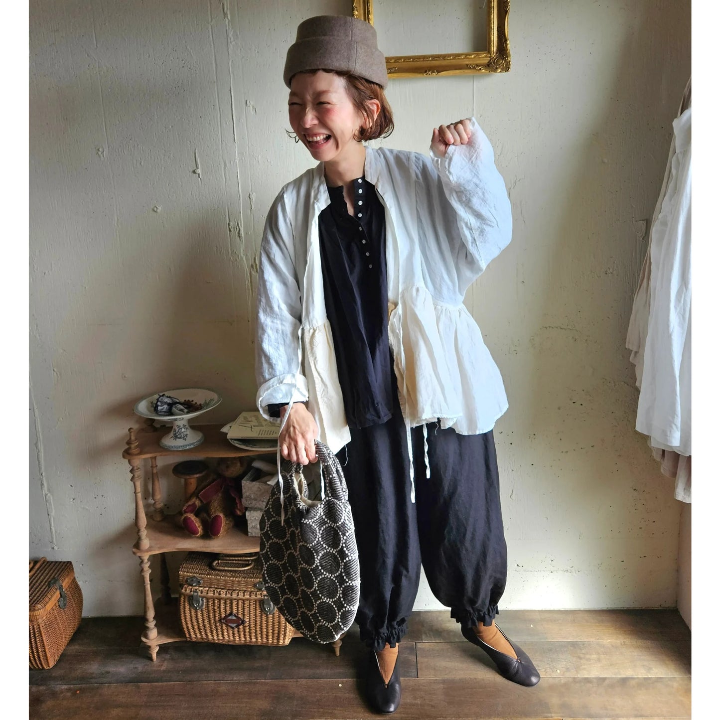 リネンカシュクールジャケット　Linen cachecoeur Jacket