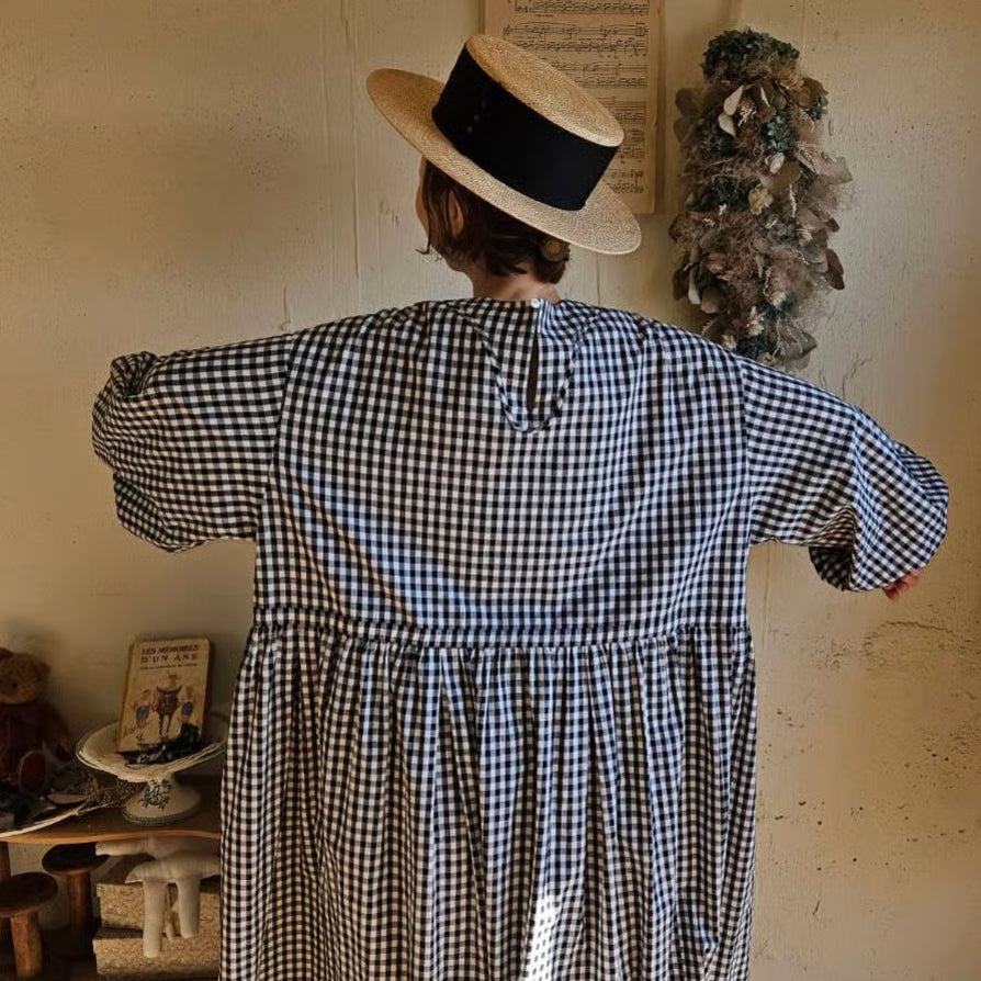 ギンガムエミリーワンピースgingham emilyone-piece　black×white