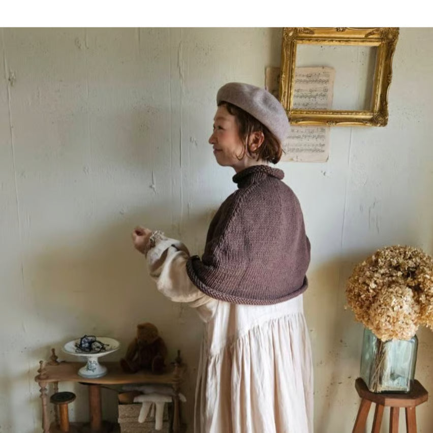 《darkbrown》ブラウンの柔らかニットポンチョ　knit poncho