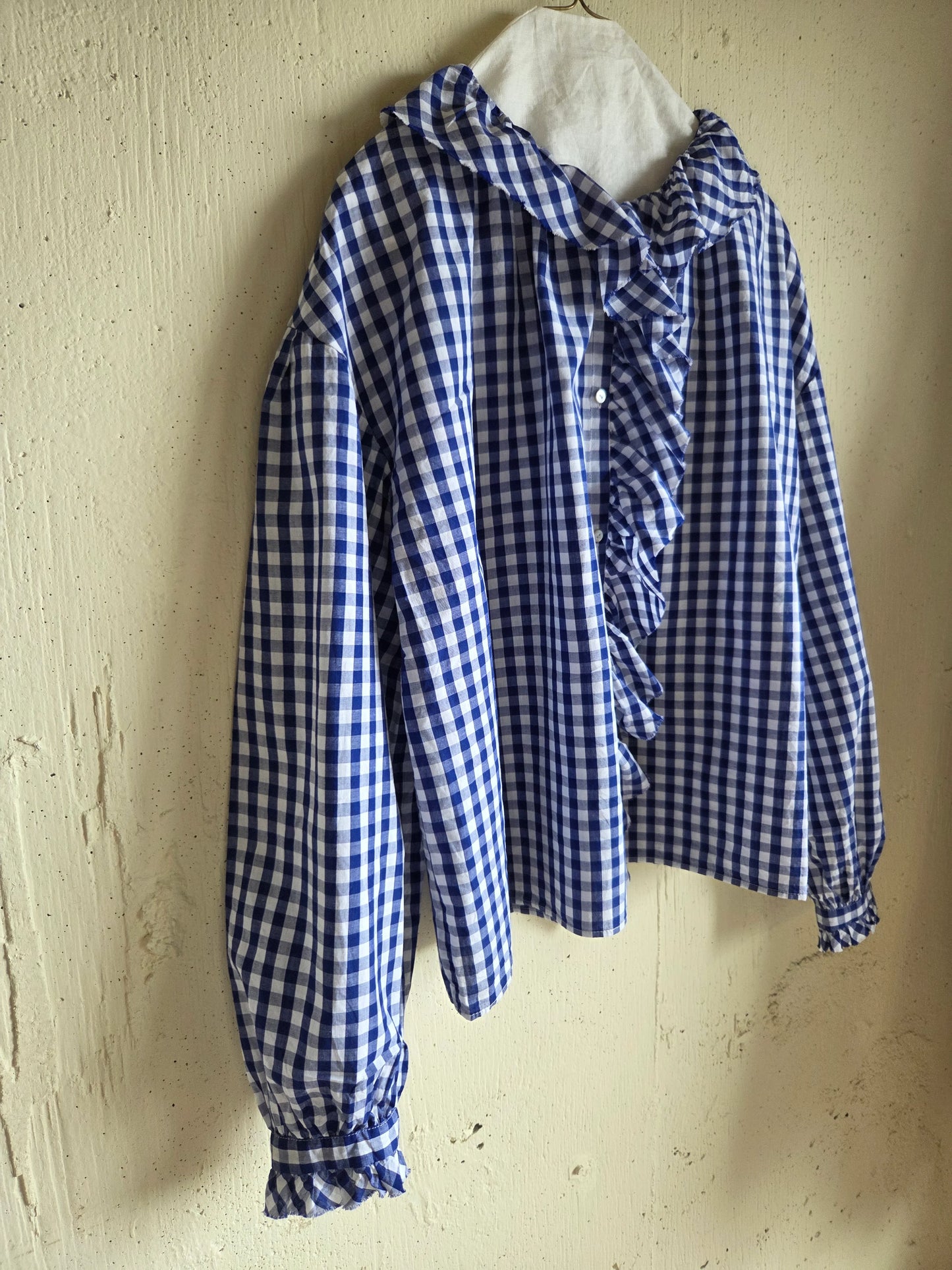 《BLUE》ギンガムチェックのフリルblue　ginghamcheck
