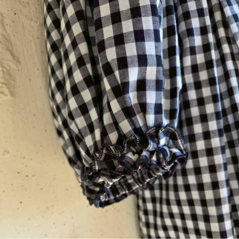 ギンガムエミリーワンピースgingham emilyone-piece　black×white