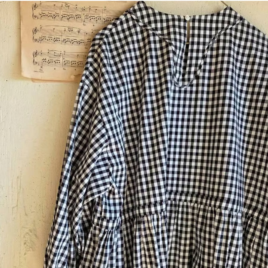 ギンガムエミリーワンピースgingham emilyone-piece　black×white