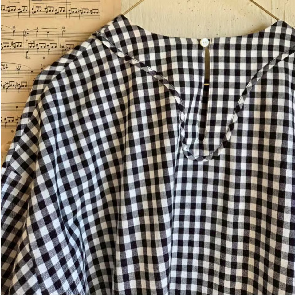 ギンガムエミリーワンピースgingham emilyone-piece　black×white