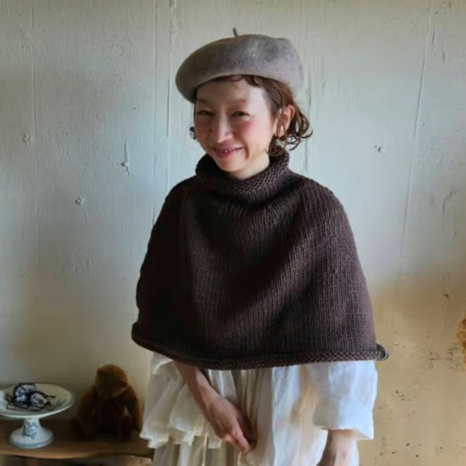 《darkbrown》ブラウンの柔らかニットポンチョ　knit poncho