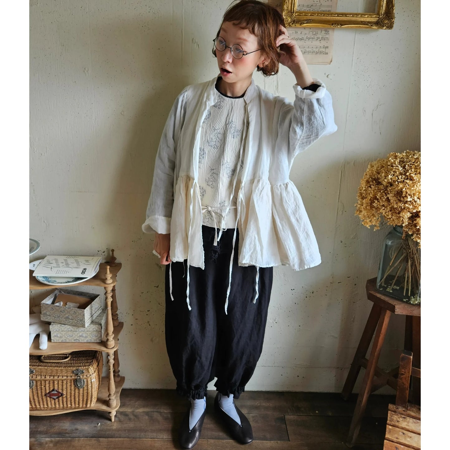 リネンカシュクールジャケット　Linen cachecoeur Jacket