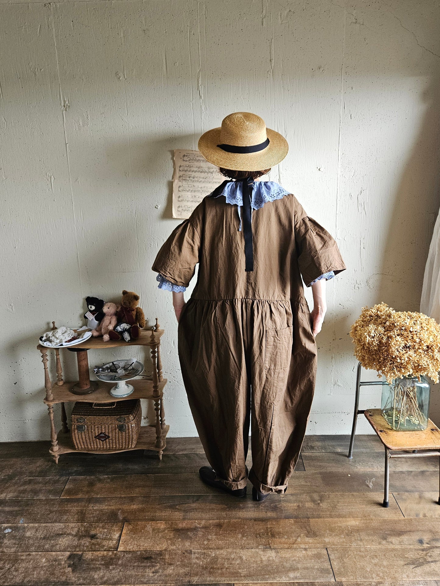 【即納】Gauze# チャーリーサロペット　BROWN ブラウン　オールインワン