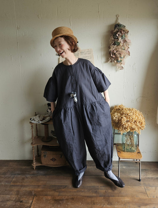 【即納】Gauze#  チャーリーサロペット　CHARCOAL BLACK　オールインワン