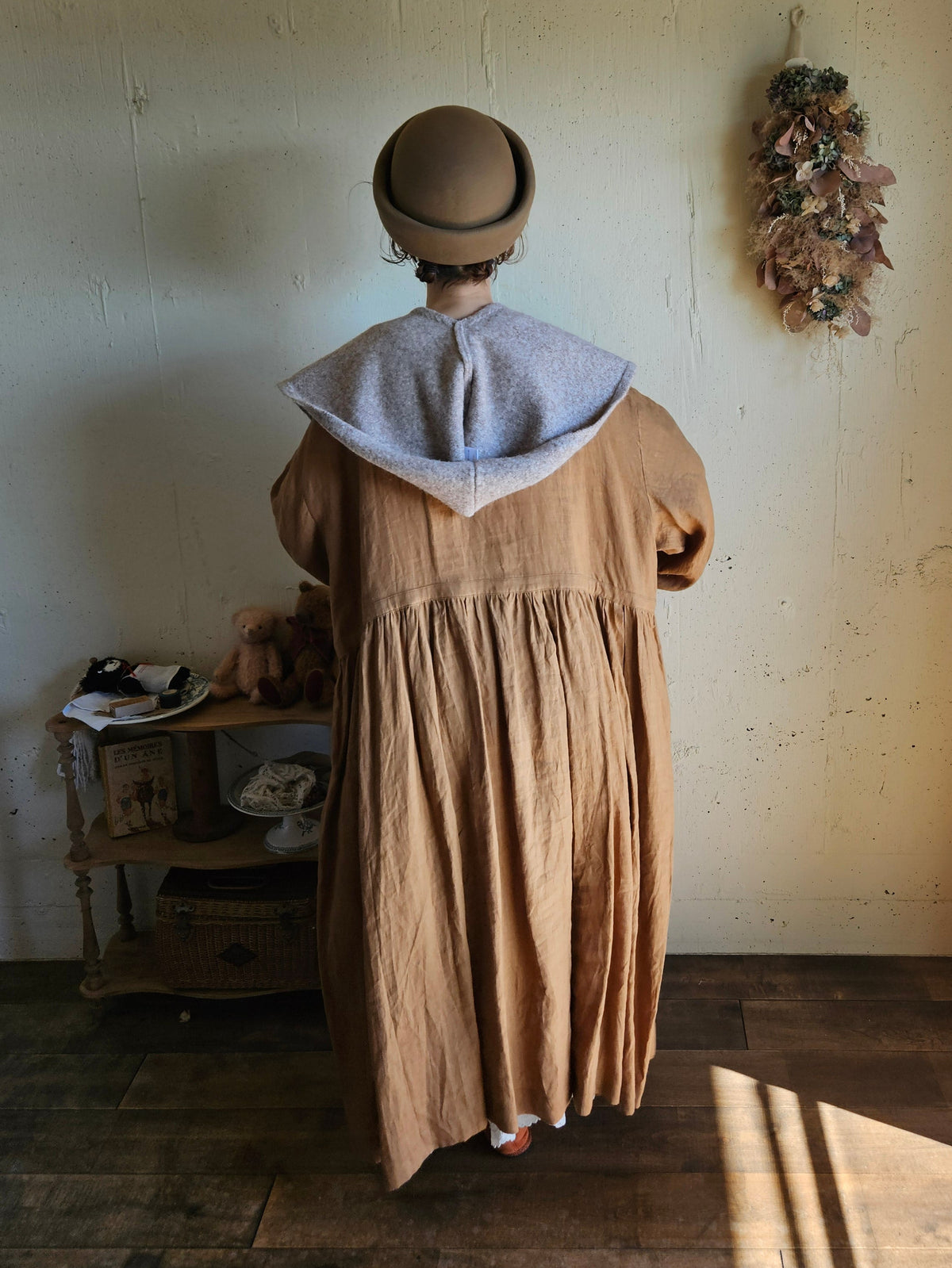 【即納商品】ニットフードネックウォーマー　moca brown　hood neck warmer