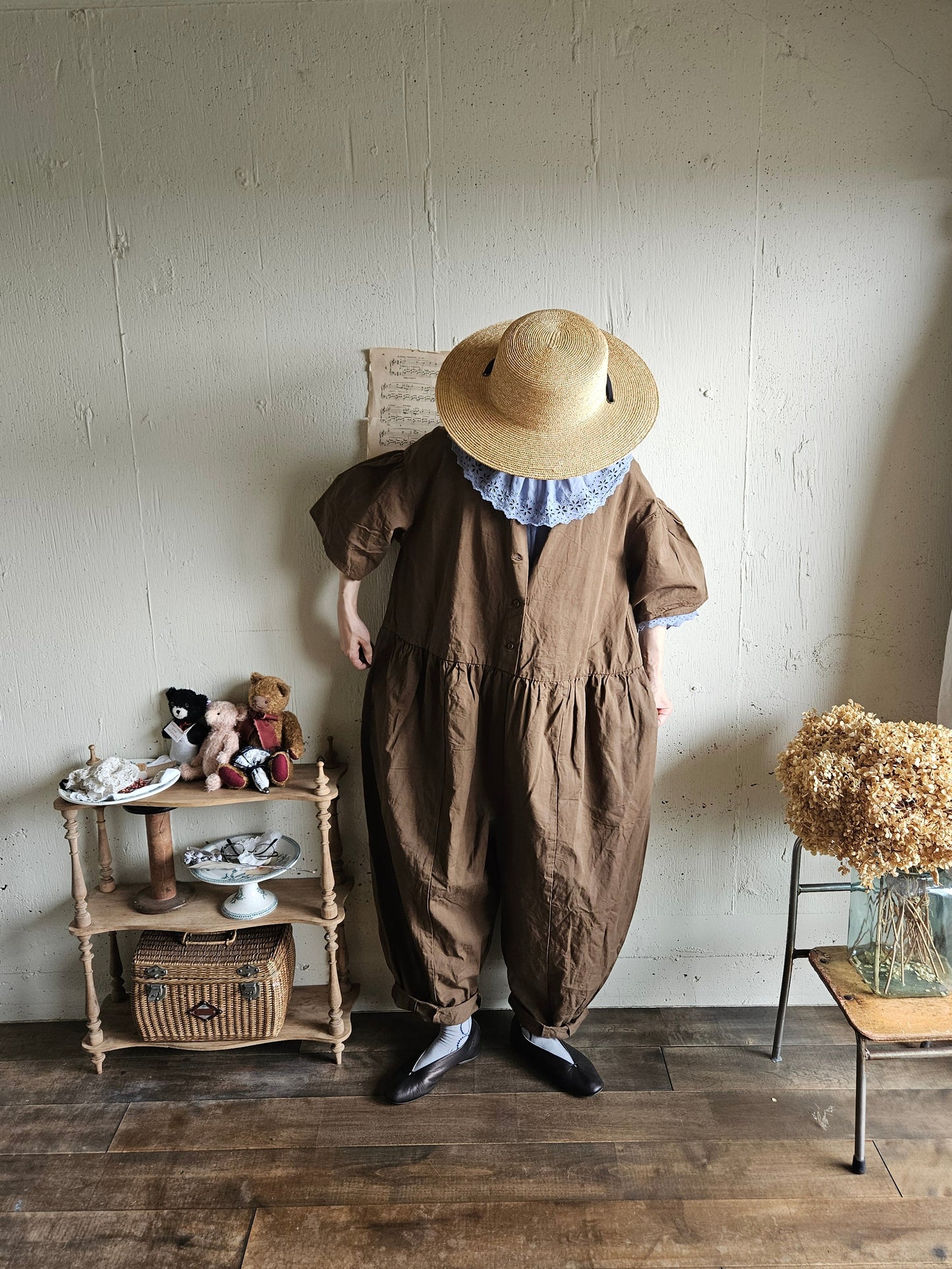 【即納】アンティークフリルブラウス　gauze#×megurimegutte  別注カラー！スモーキーブルー　smoky blue    antique frill blouse