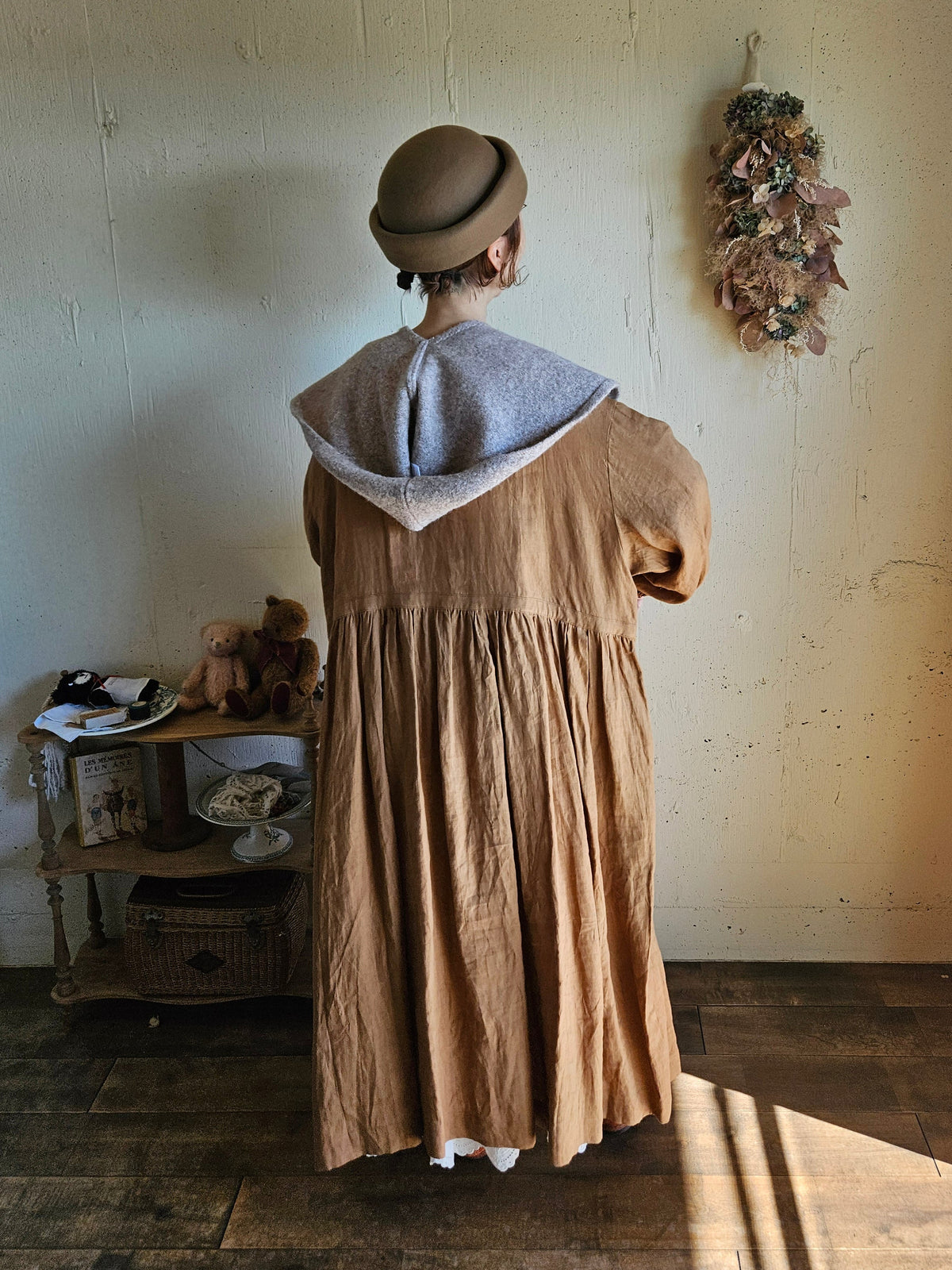 【即納商品】ニットフードネックウォーマー　moca brown　hood neck warmer