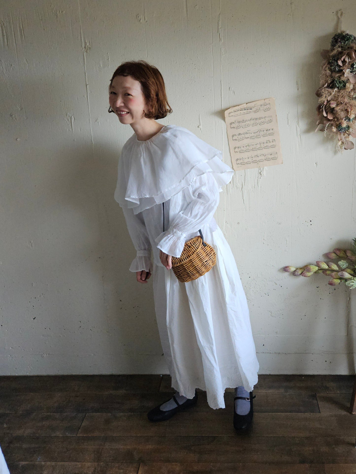 【即納】ダブルカラーピエロブラウス　　White  DOUBLE COLLAR PIEROT BLOUSE