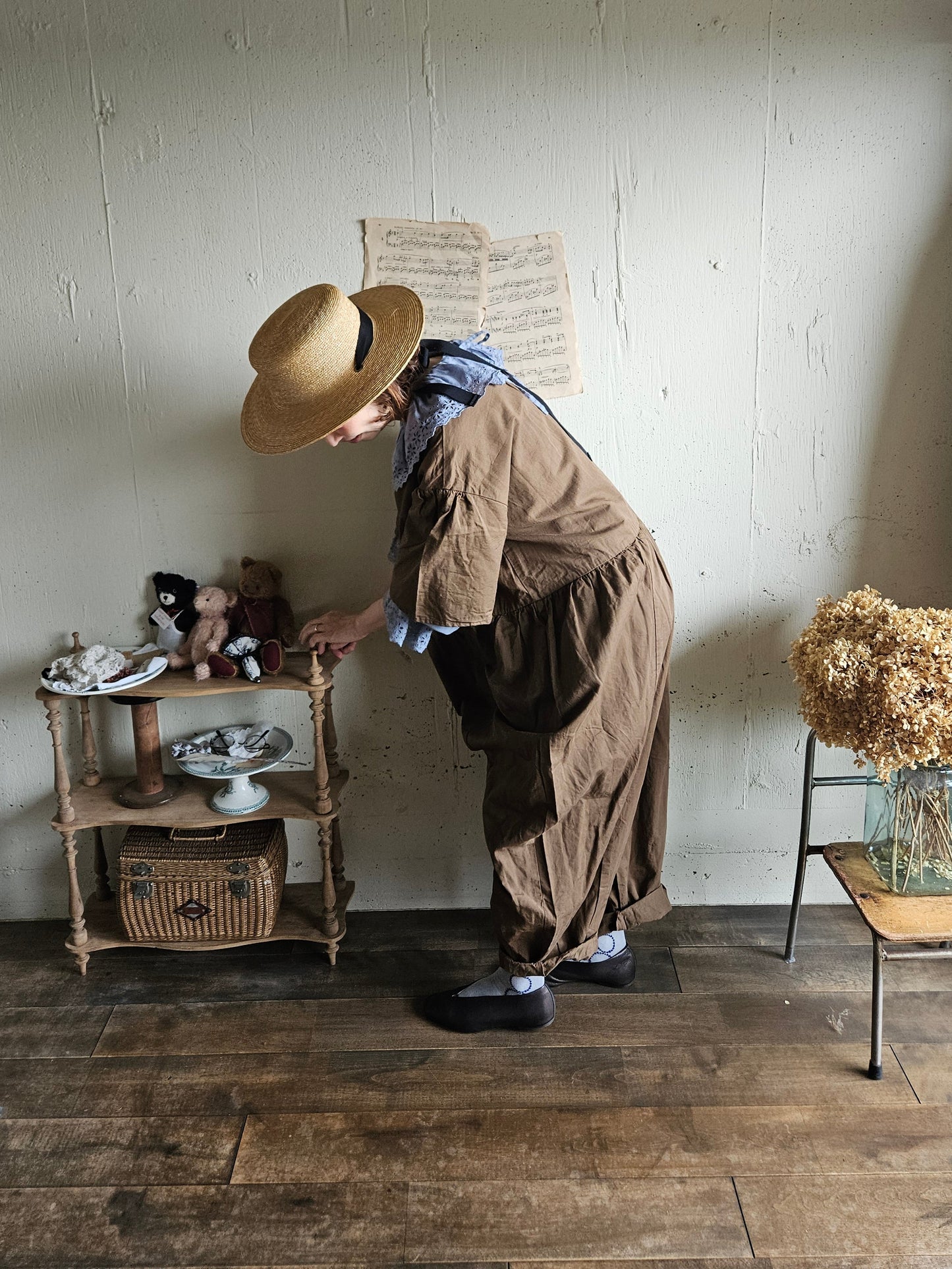 【即納】アンティークフリルブラウス　gauze#×megurimegutte  別注カラー！スモーキーブルー　smoky blue    antique frill blouse