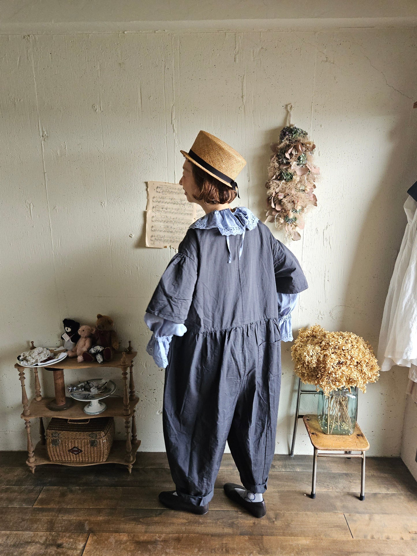 【即納】Gauze#  チャーリーサロペット　CHARCOAL BLACK　オールインワン
