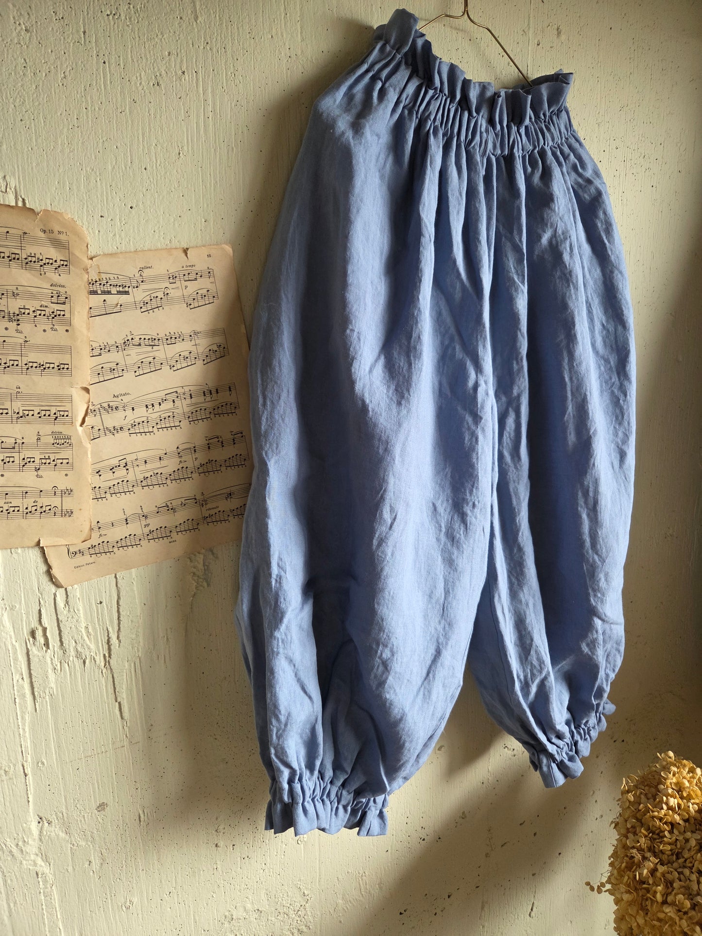 【即納】ドロワーズパンツ　スカイブルー　Skyblue      antique doll drawers  pants