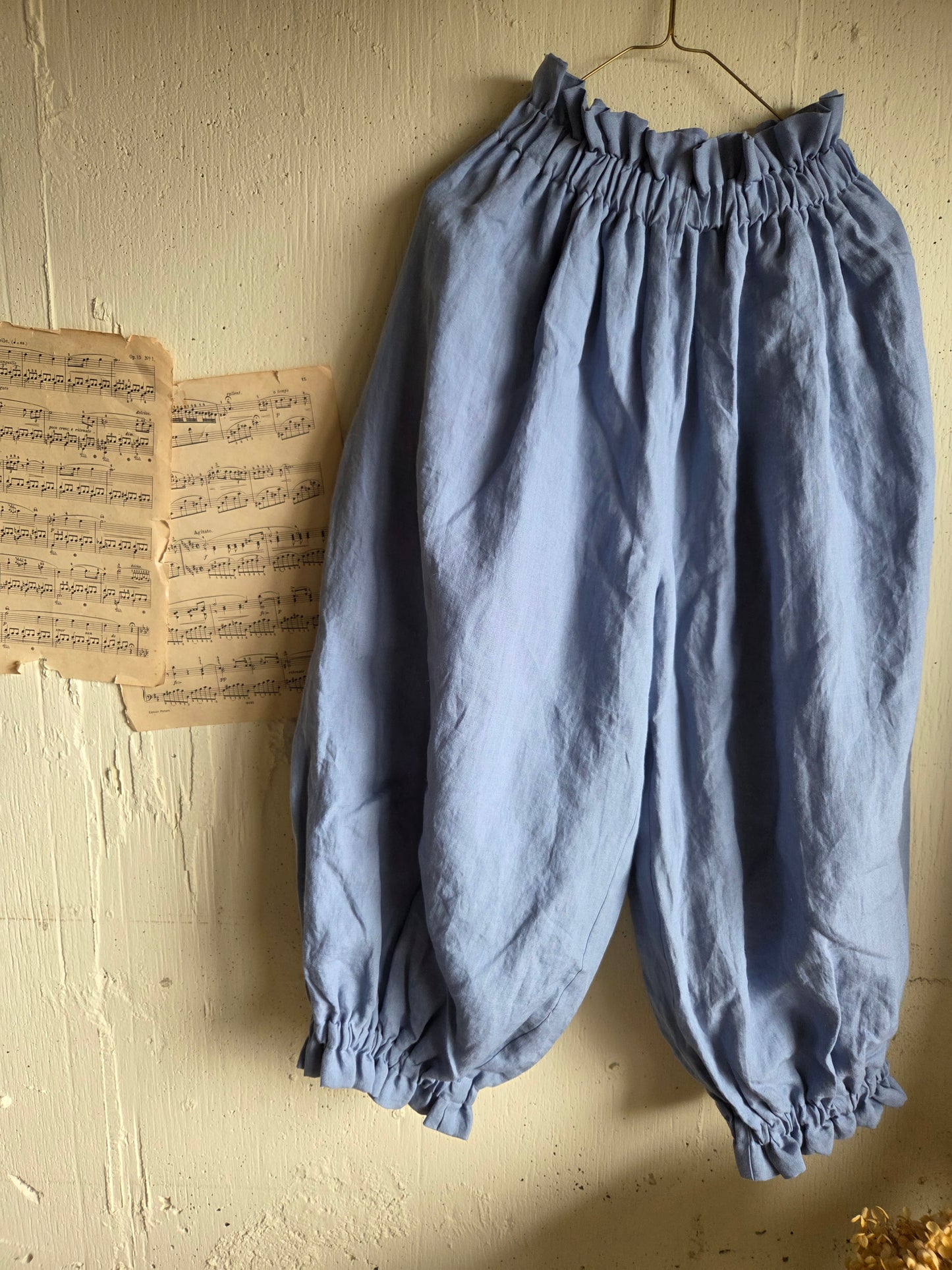 【即納】ドロワーズパンツ　スカイブルー　Skyblue      antique doll drawers  pants