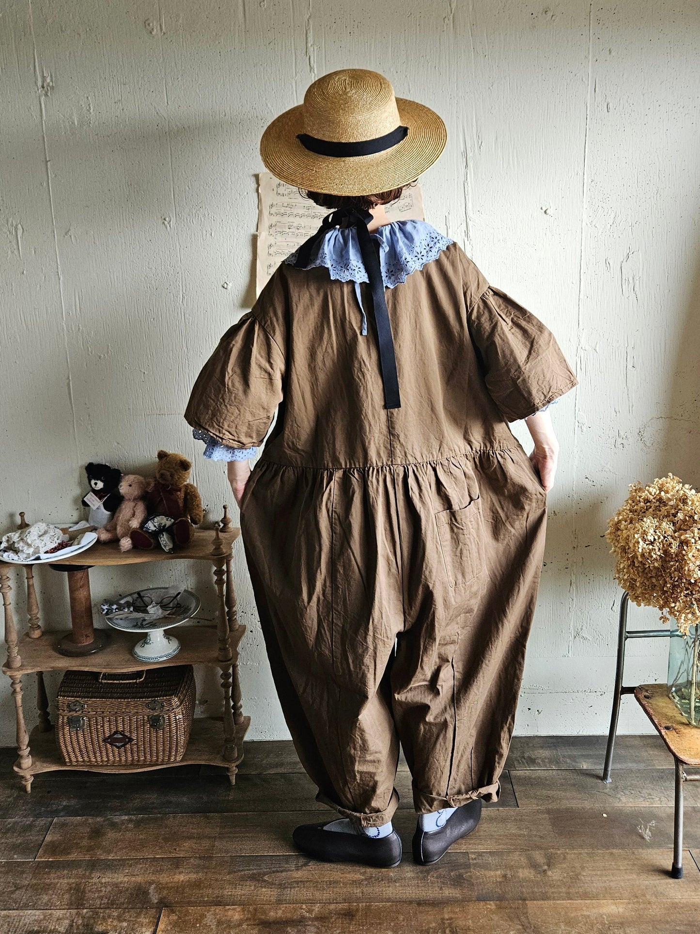 【即納】Gauze# チャーリーサロペット　BROWN ブラウン　オールインワン