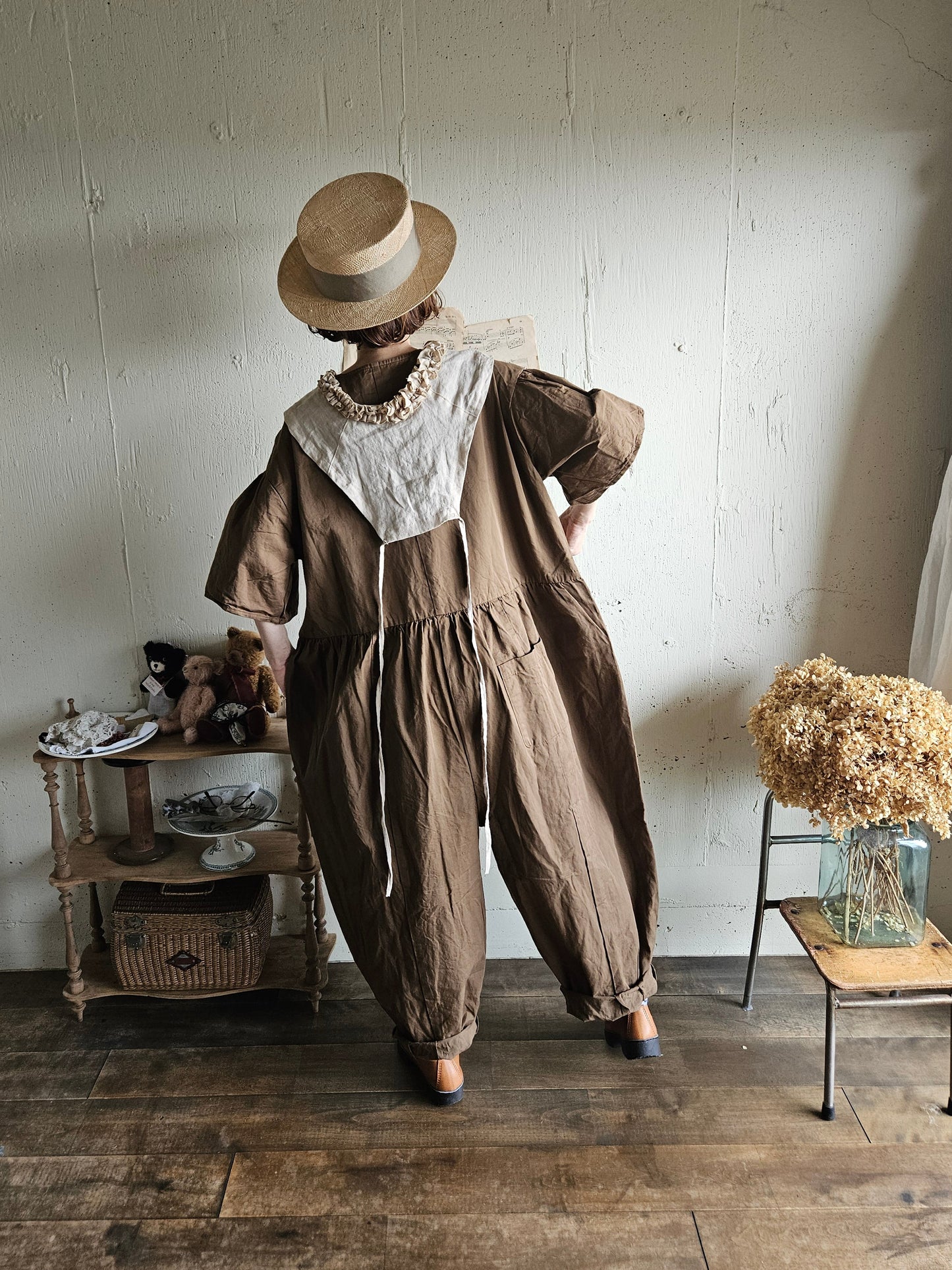 【即納】Gauze# チャーリーサロペット　BROWN ブラウン　オールインワン