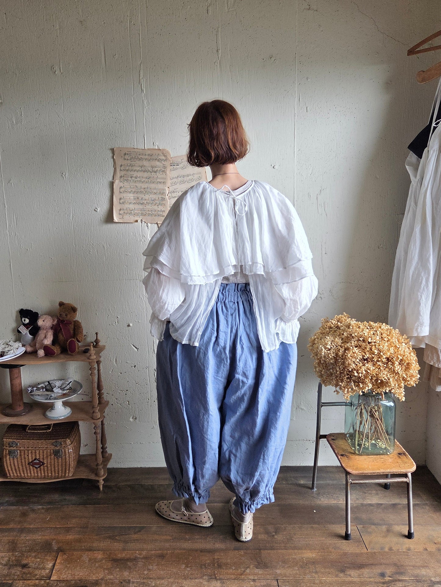 【即納】ドロワーズパンツ　スカイブルー　Skyblue      antique doll drawers  pants