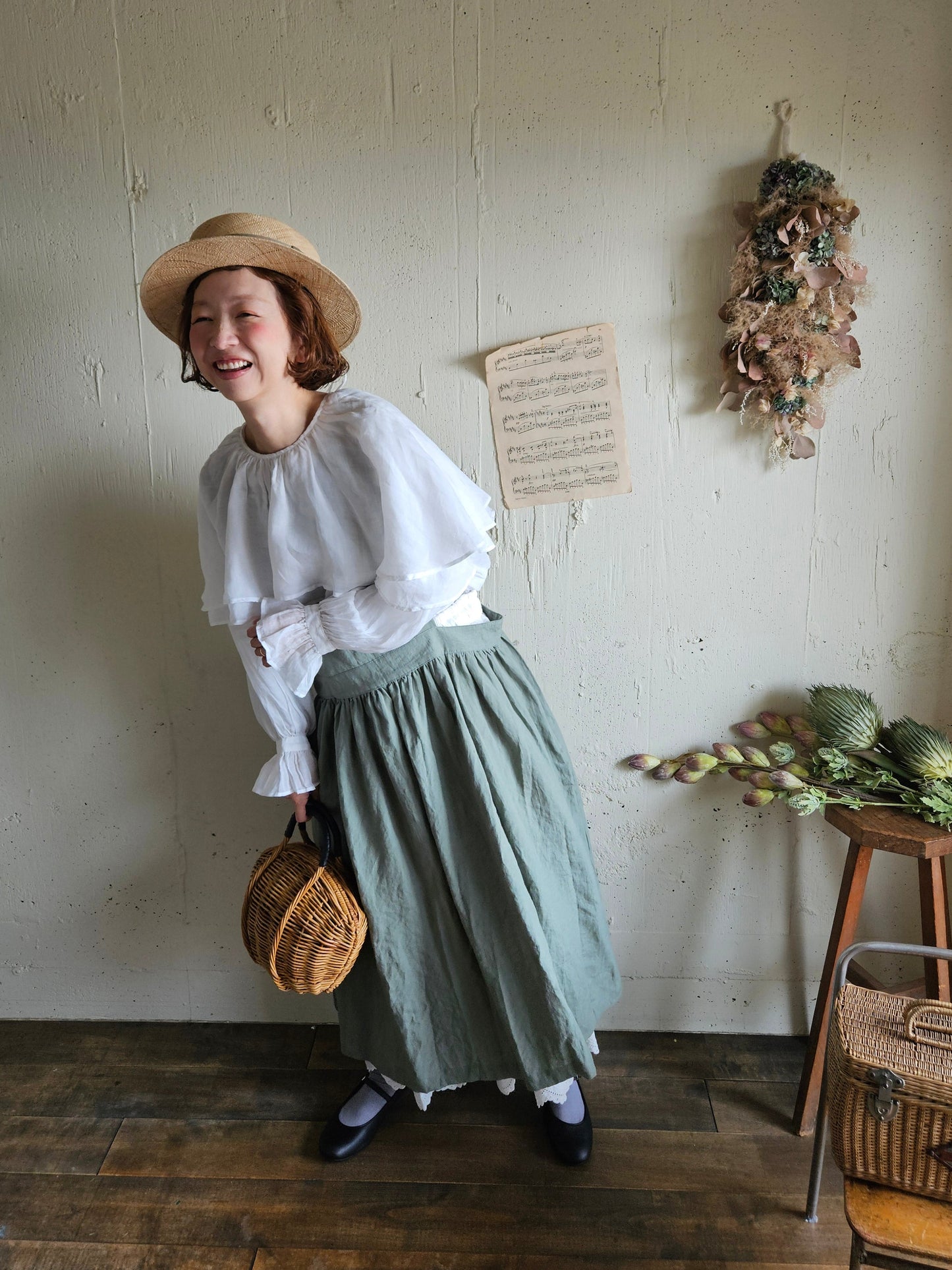 【即納】ダブルカラーピエロブラウス　　White  DOUBLE COLLAR PIEROT BLOUSE