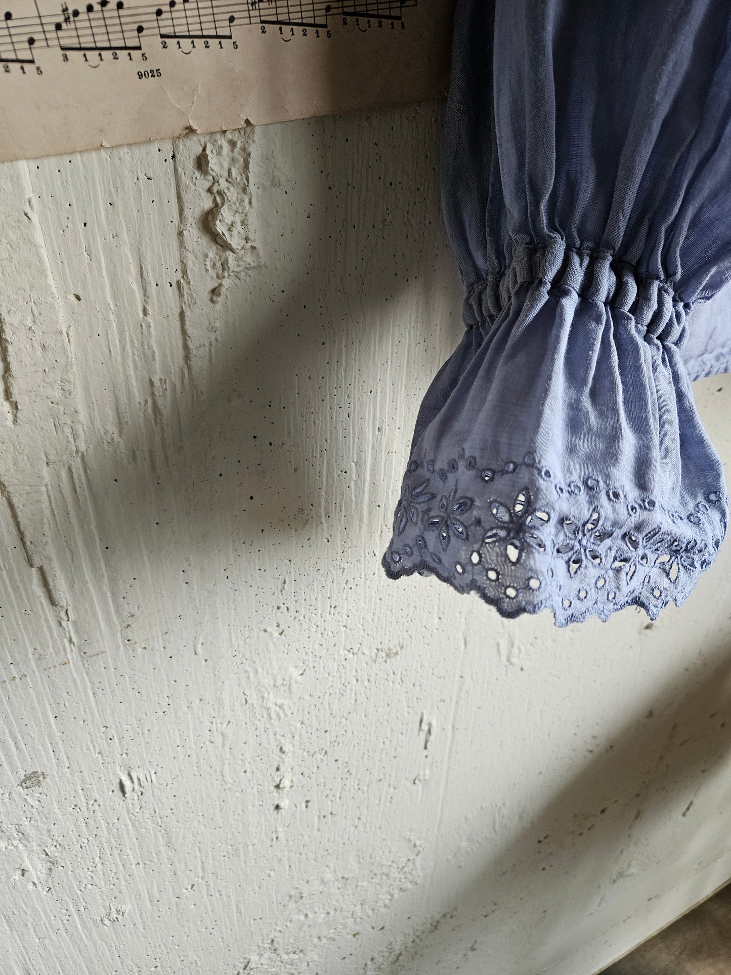 【即納】アンティークフリルブラウス　gauze#×megurimegutte  別注カラー！スモーキーブルー　smoky blue    antique frill blouse