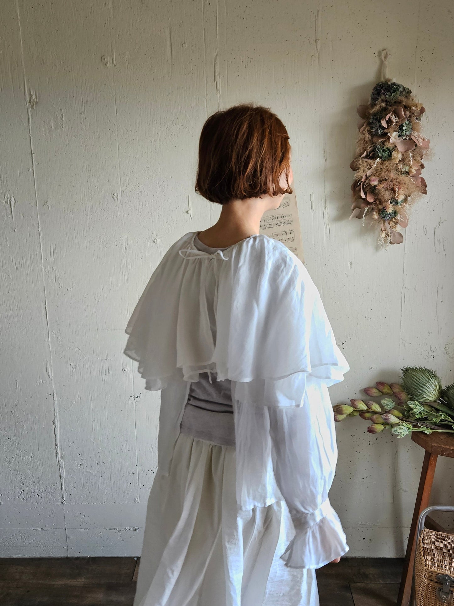 【即納】ダブルカラーピエロブラウス　　White  DOUBLE COLLAR PIEROT BLOUSE