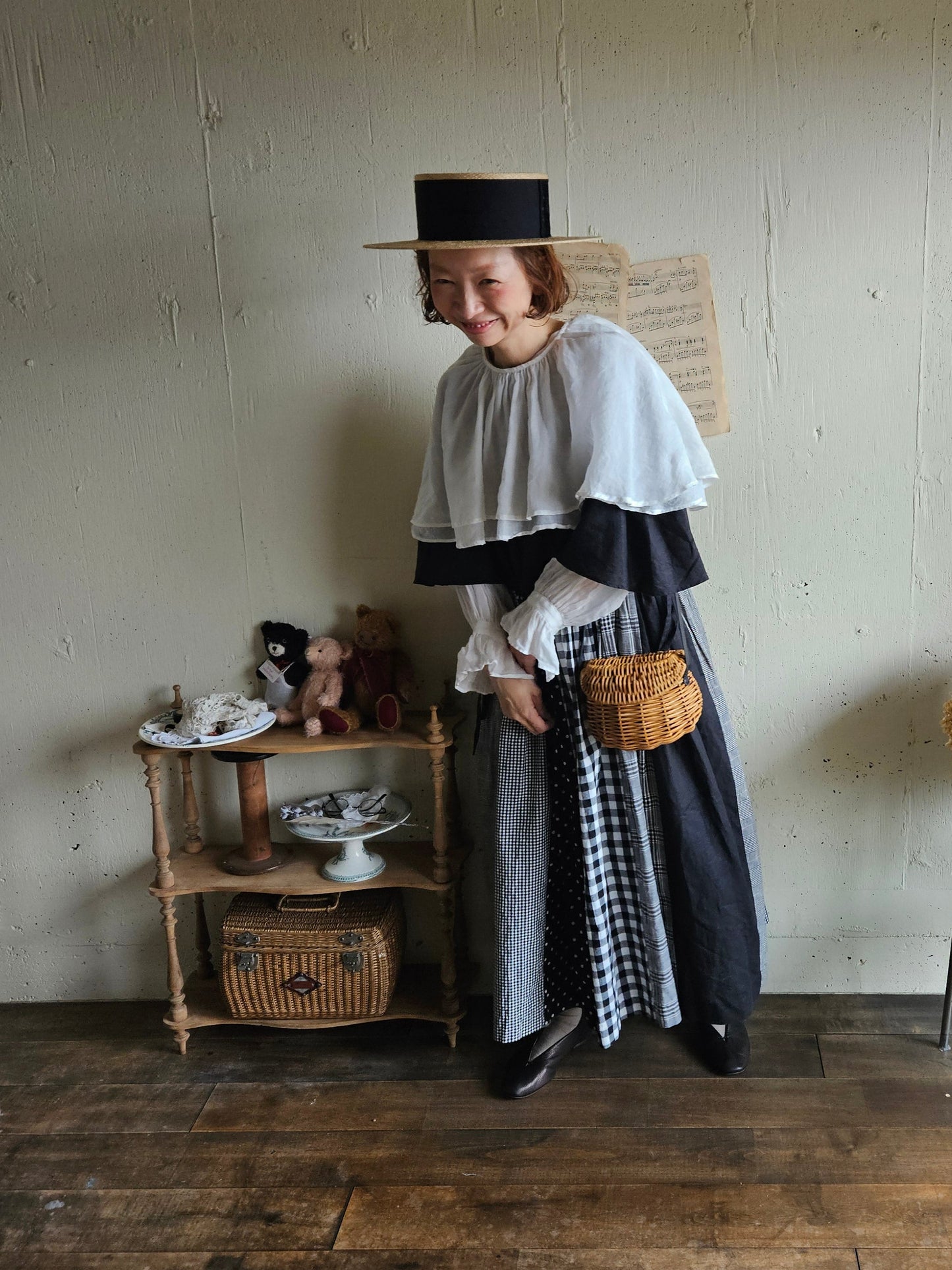 【即納】ダブルカラーピエロブラウス　　White  DOUBLE COLLAR PIEROT BLOUSE